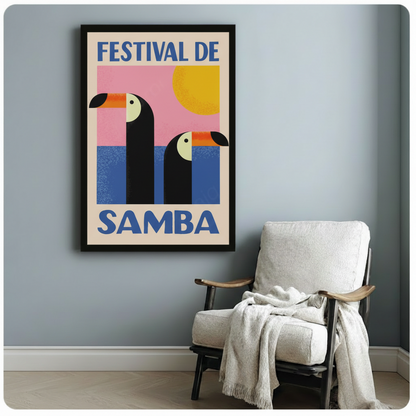 Festival de Samba Toucan Canvas Wall Art – Retro Poster