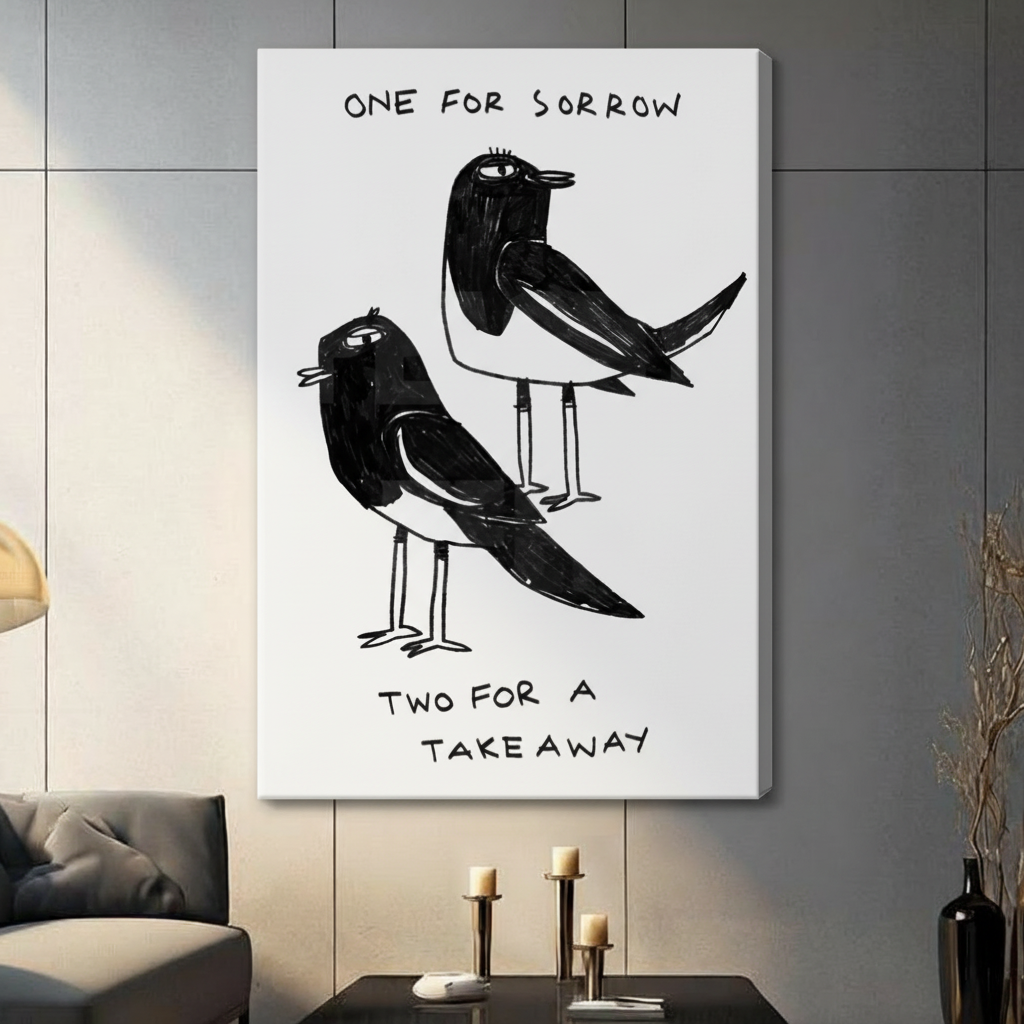 One For Sorrow Magpie Funny Quote Canvas Print