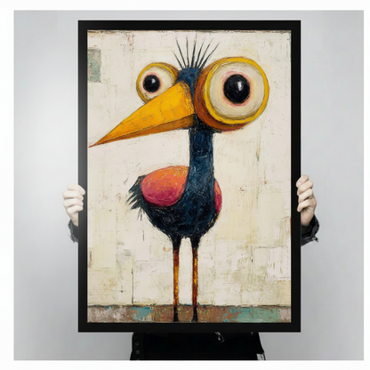Big Eye Quirky Bird Expressionist Funny Canvas Print