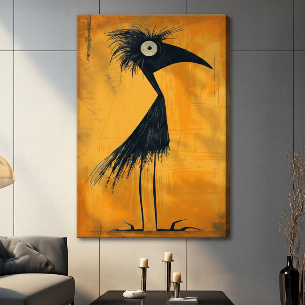 Abstract Black Bird Canvas Wall Art | Minimalist