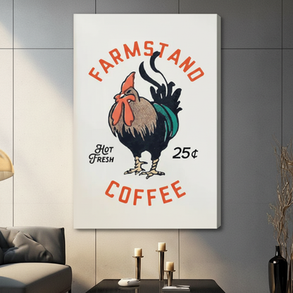 Farmstand Coffee Rooster Retro Canvas Wall Art