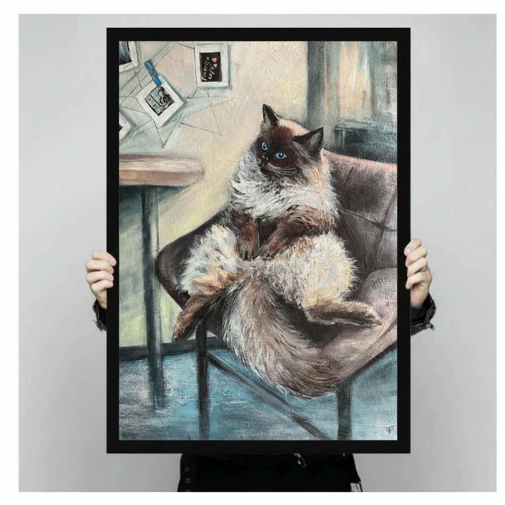 Ragdoll Cat Oil Painting Realistic Canvas Wall Art