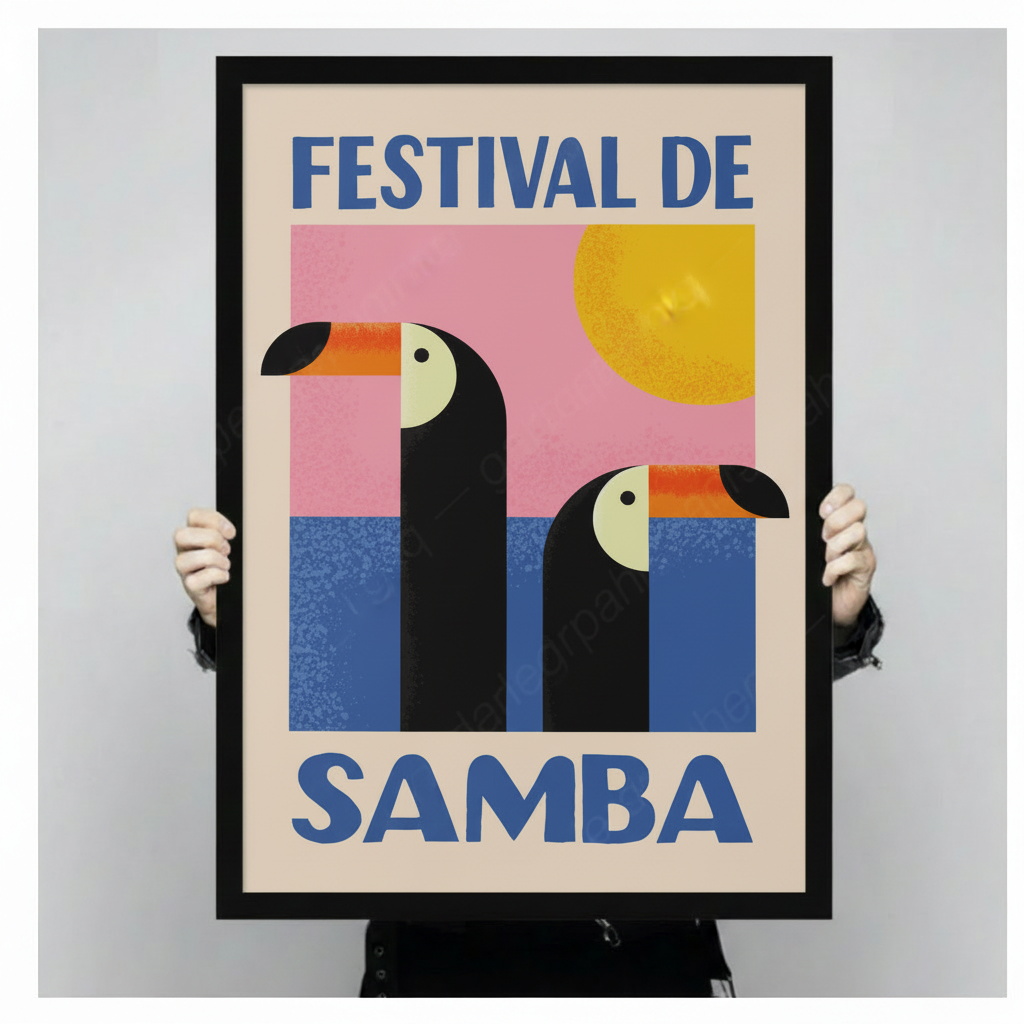 Festival de Samba Toucan Canvas Wall Art – Retro Poster