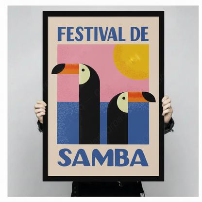 Festival de Samba Toucan Canvas Wall Art – Retro Poster