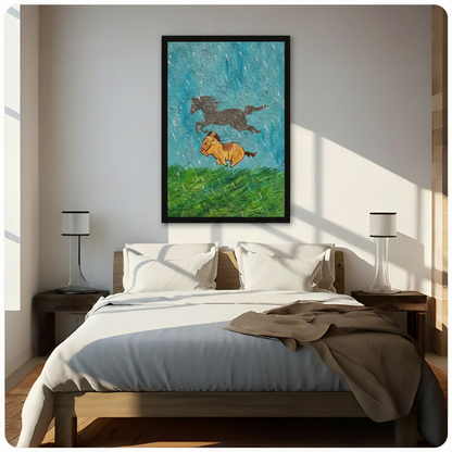 Wild Horses Running Rain Canvas Art Wall Art