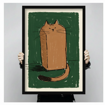 Quirky Square Cat Canvas Wall Art Print