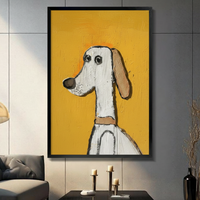 White Hound Dog Yellow Pop Art Canvas Wall Art