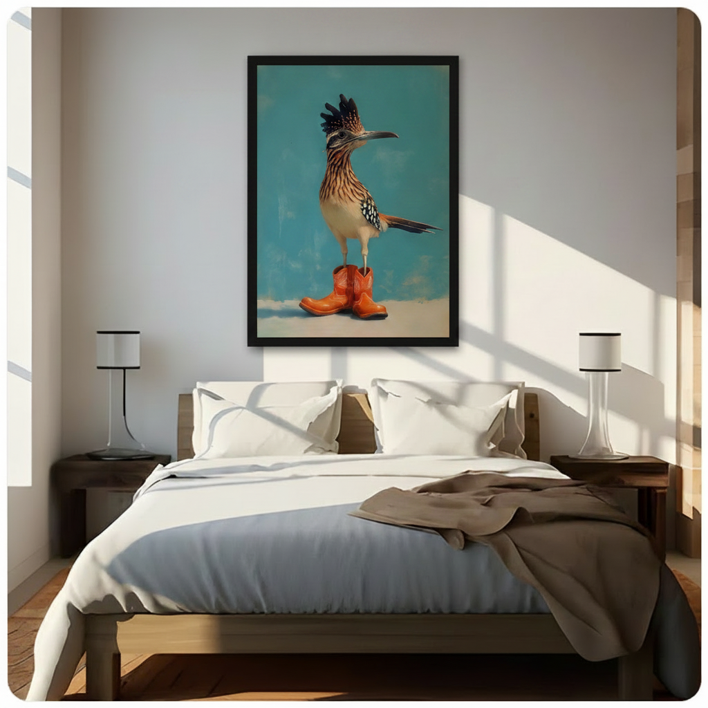 Roadrunner in Cowboy Boots Canvas Wall Art