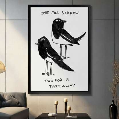 One For Sorrow Magpie Funny Quote Canvas Print
