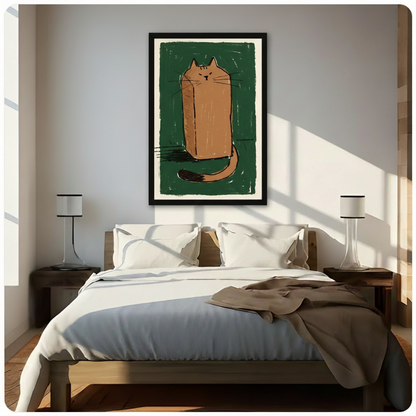 Quirky Square Cat Canvas Wall Art Print