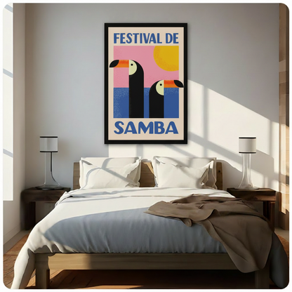 Festival de Samba Toucan Canvas Wall Art – Retro Poster