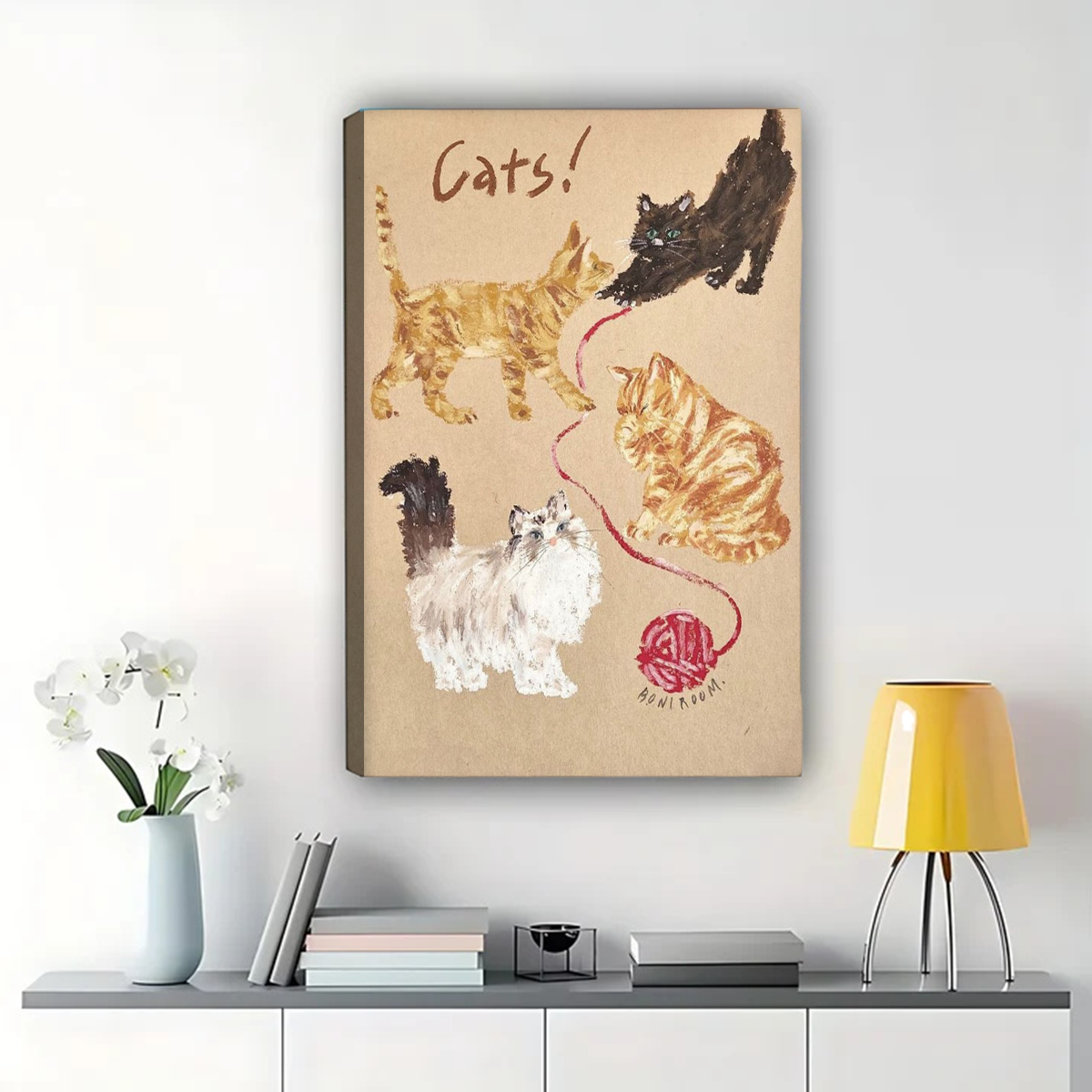 Cats Art Print - Whimsical Cat Illustration Wall Art