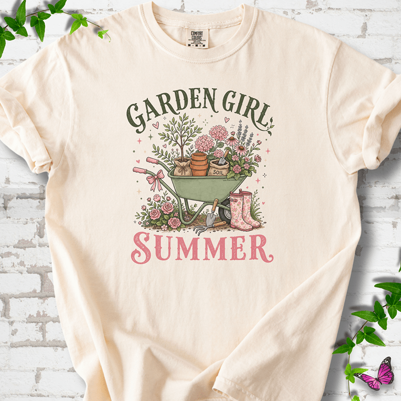 Garden Girl Summer Wheelbarrow T-Shirt