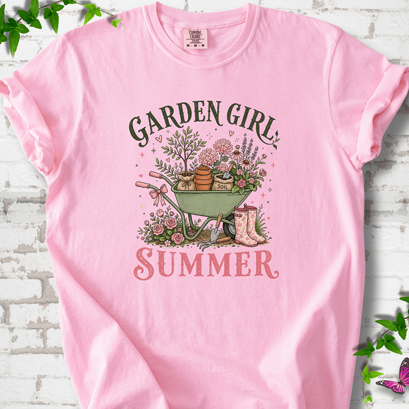 Garden Girl Summer Wheelbarrow T-Shirt