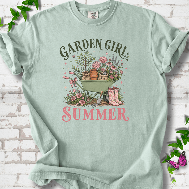 Garden Girl Summer Wheelbarrow T-Shirt