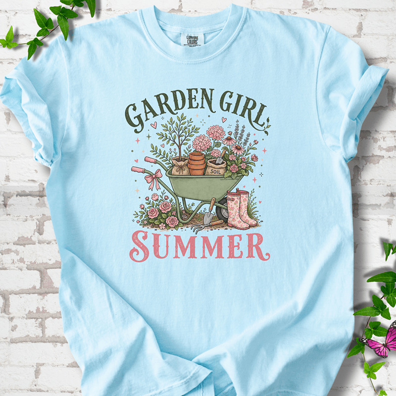 Garden Girl Summer Wheelbarrow T-Shirt