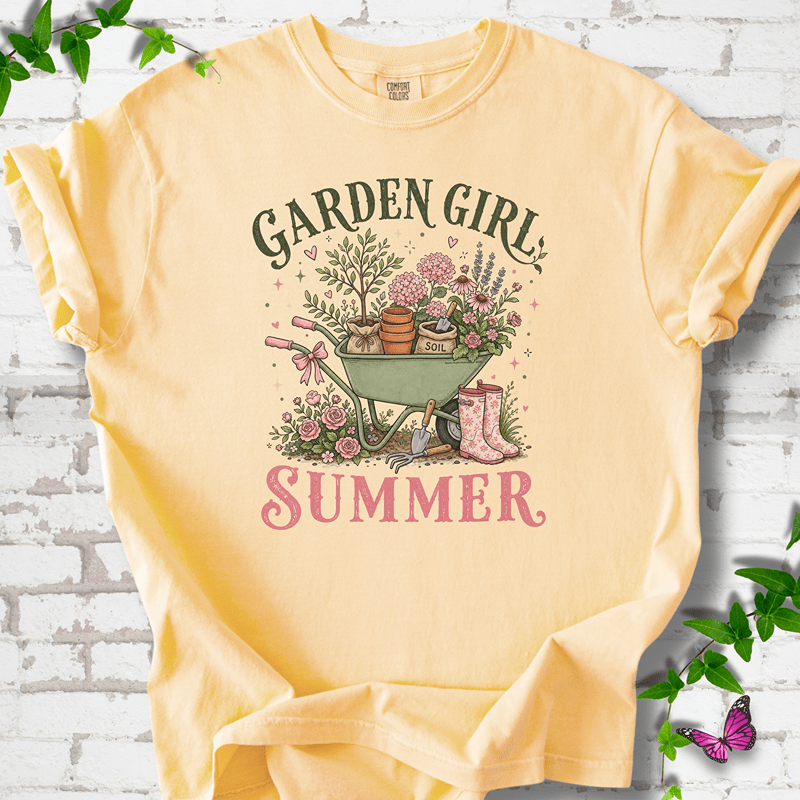 Garden Girl Summer Wheelbarrow T-Shirt
