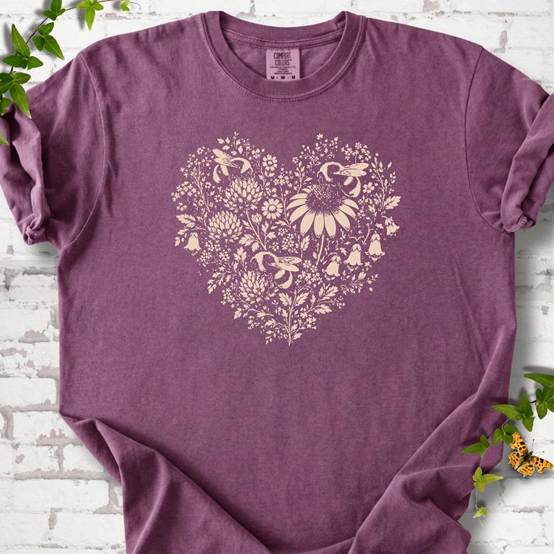 Bee Wildflower Heart T-Shirt