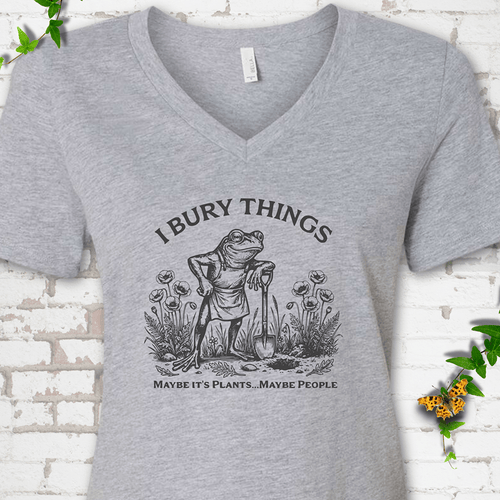 I Bury Things Frog V-Neck T-Shirt