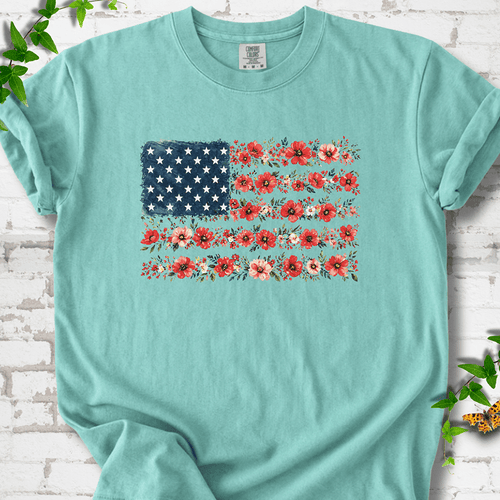 Patriotic Floral Flag T-Shirt