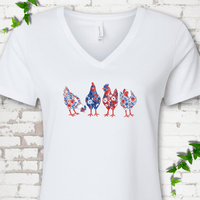 Patriotic Wildflower Chicks V-Neck T-Shirt
