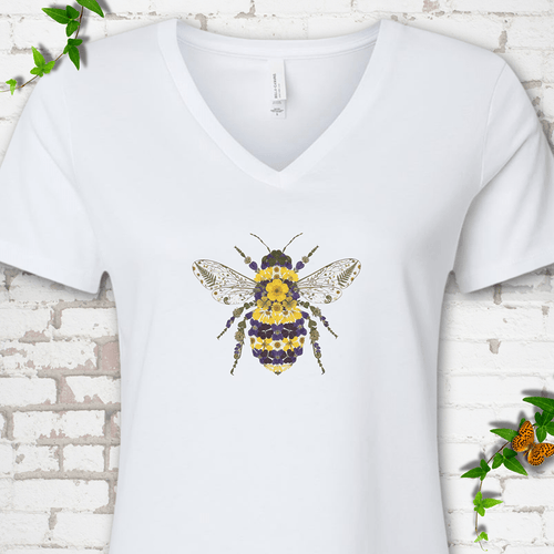 Wildflower Bee V-Neck T-Shirt
