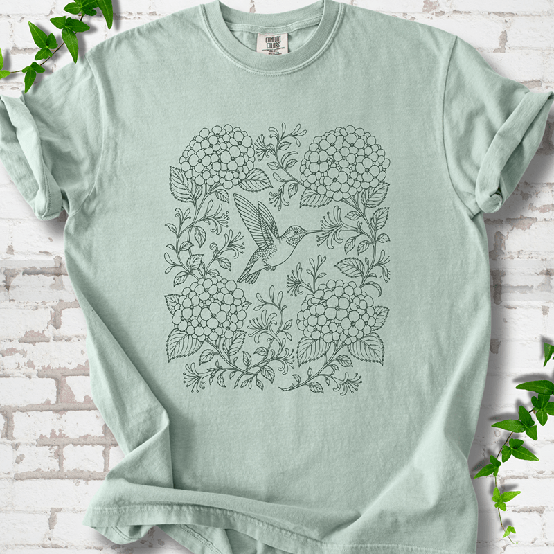 Hydrangea Hummingbird  T-Shirt