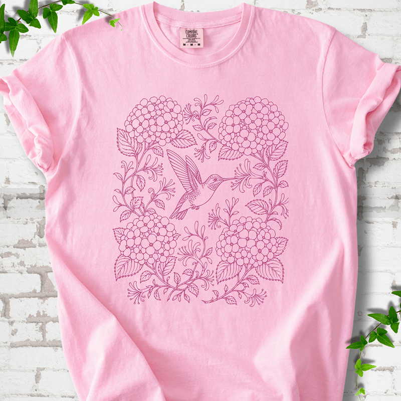 Hydrangea Hummingbird  T-Shirt