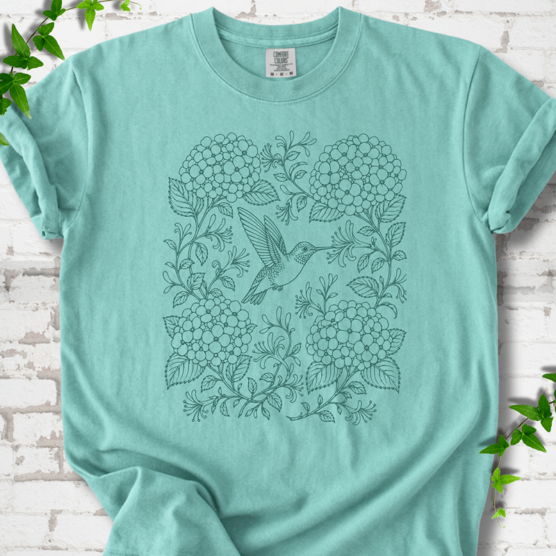 Hydrangea Hummingbird  T-Shirt