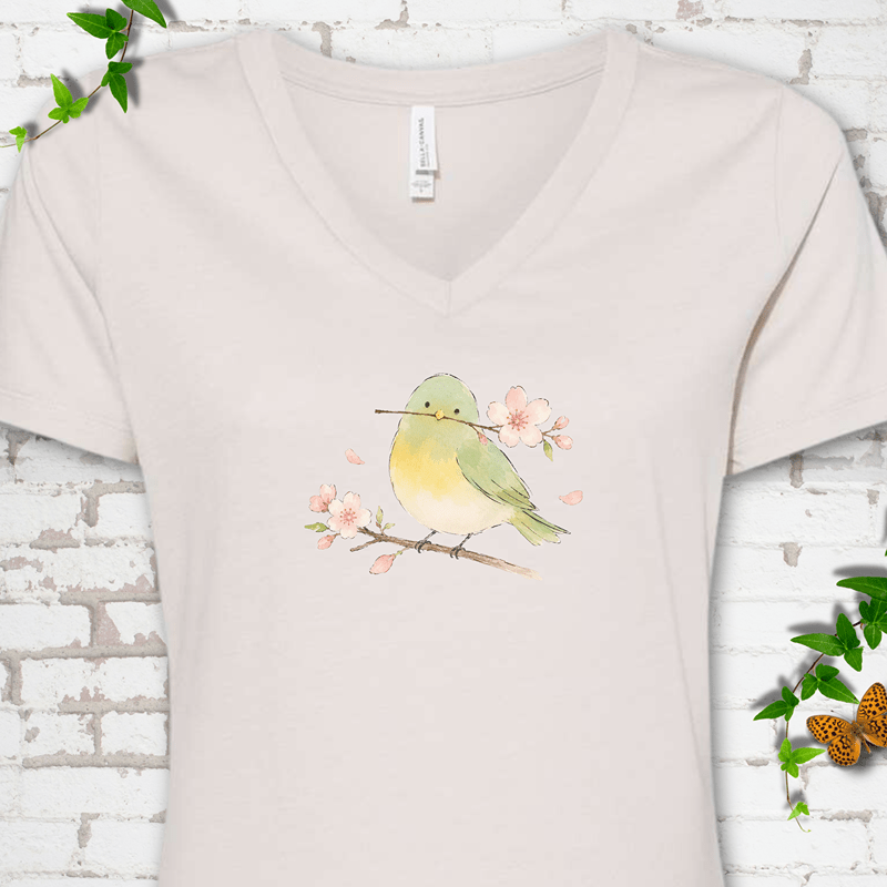 Cherry Blossom Buddy V-Neck T-Shirt