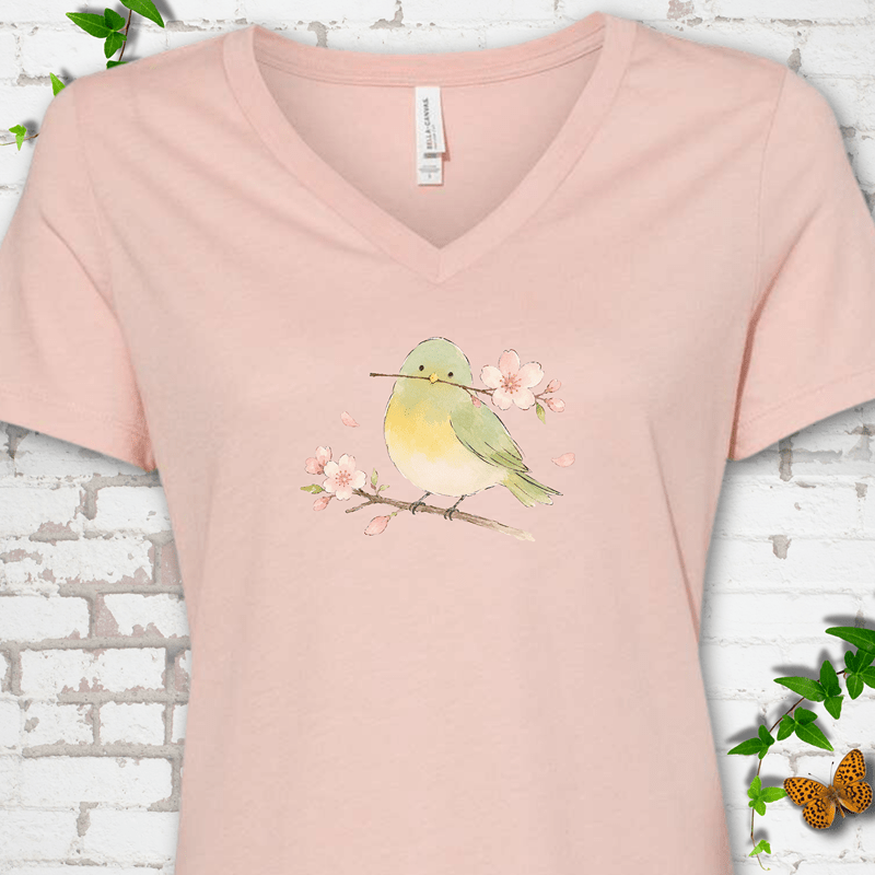 Cherry Blossom Buddy V-Neck T-Shirt