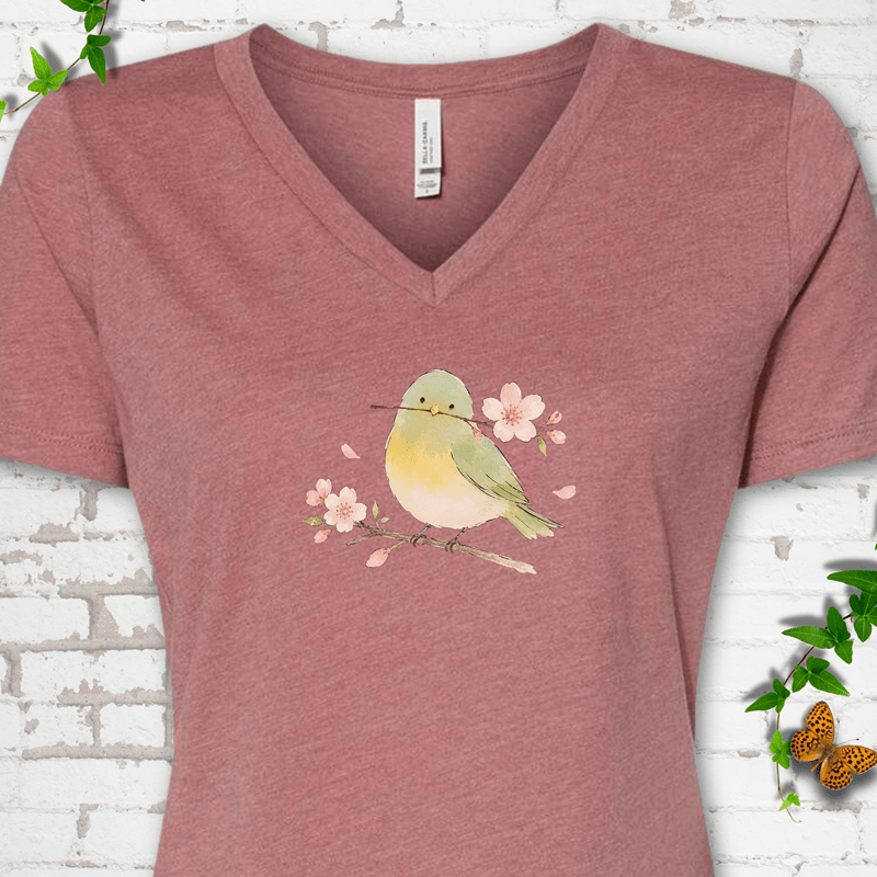 Cherry Blossom Buddy V-Neck T-Shirt