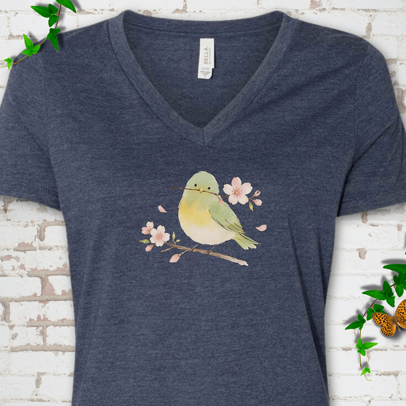 Cherry Blossom Buddy V-Neck T-Shirt