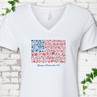 American Flag Wildflower V-Neck T-Shirt