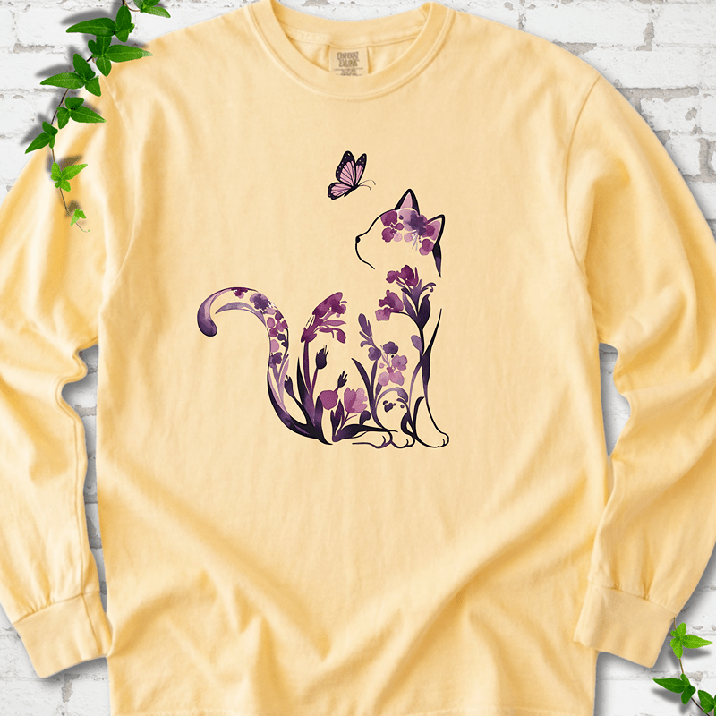 Floral Cat LS T-Shirt