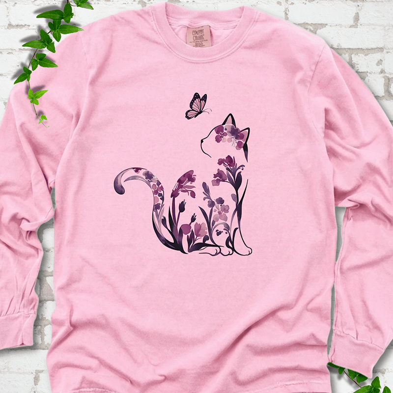 Floral Cat LS T-Shirt
