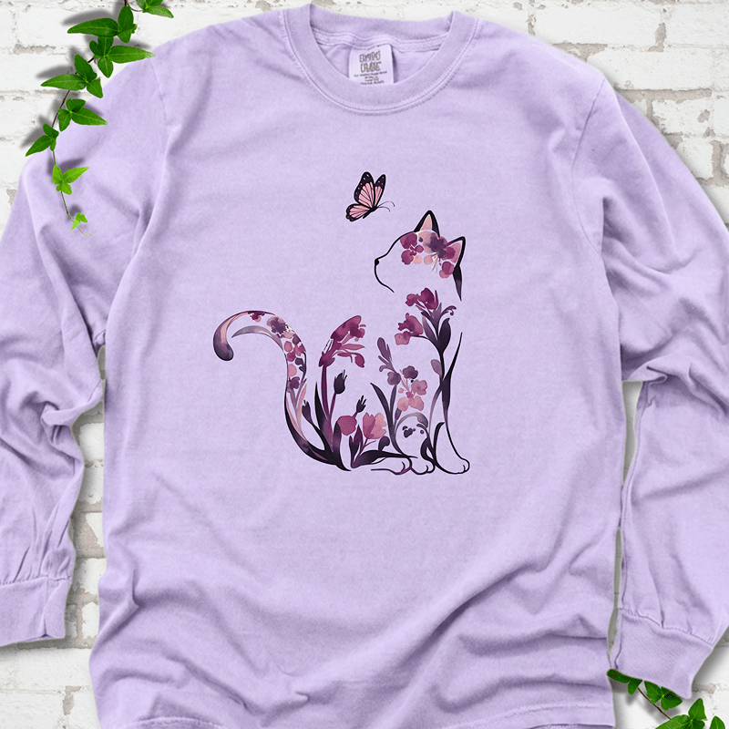 Floral Cat LS T-Shirt
