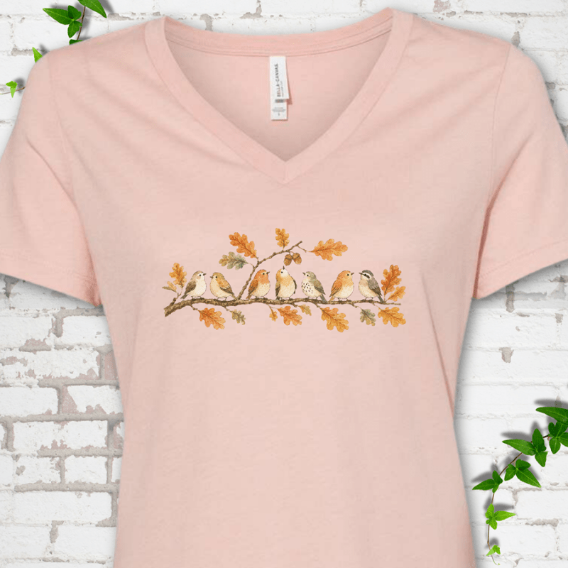 Fall Feathered Friends V-Neck T-Shirt