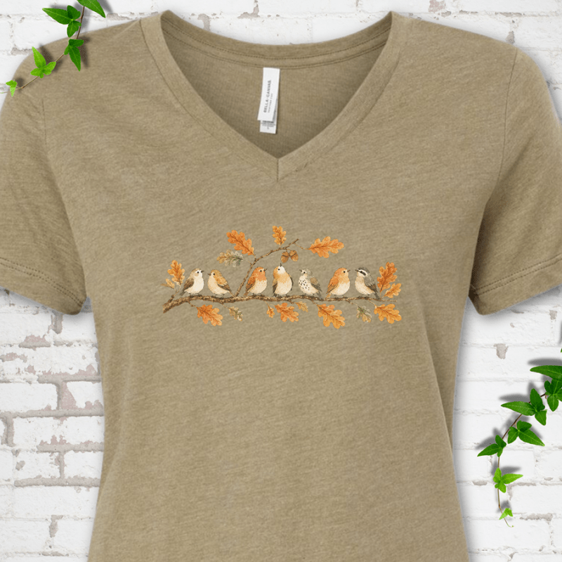 Fall Feathered Friends V-Neck T-Shirt