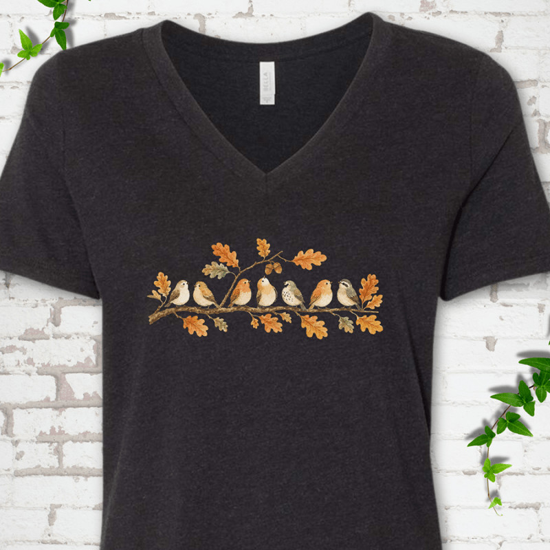 Fall Feathered Friends V-Neck T-Shirt