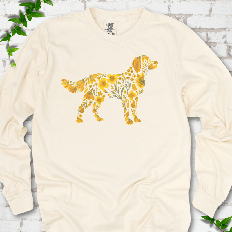 Wildflower Golden Retriever LS T-Shirt