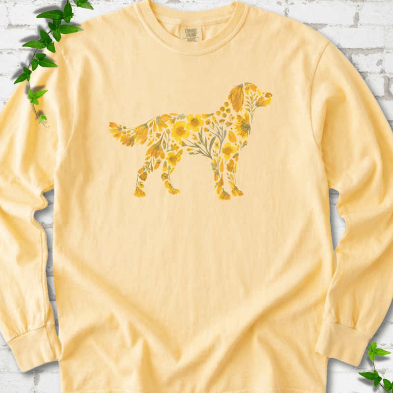 Wildflower Golden Retriever LS T-Shirt