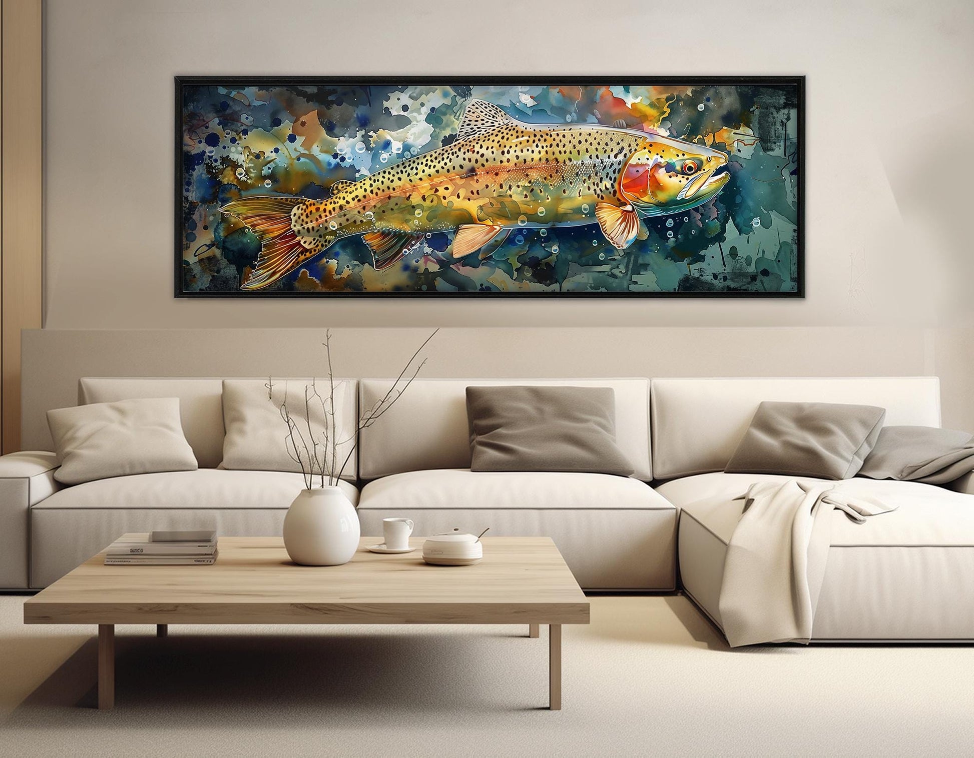 Rainbow Trout Canvas Print – Abstract Fish Canvas | Ready to Hang Fishing Wall Art