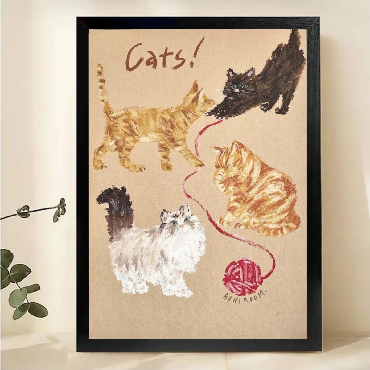 Cats Art Print - Whimsical Cat Illustration Wall Art
