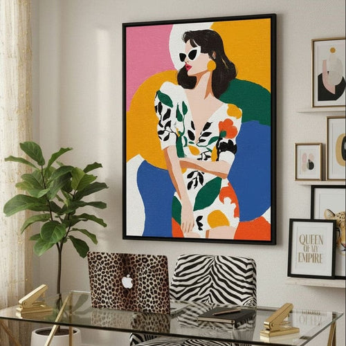Retro Chic Diva Color Pop Portrait Canvas Wall Art