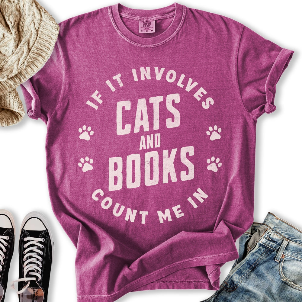 Involves Cats & Books Relaxed Tee