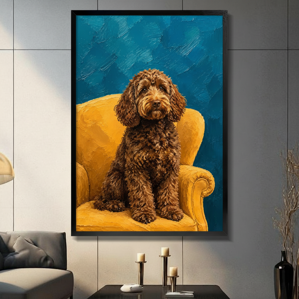 Labradoodle Oil Painting Portrait Canvas Wall Art