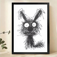 Scribble Dog Wall Art - Black and White Expressive Sketch Canvas Print