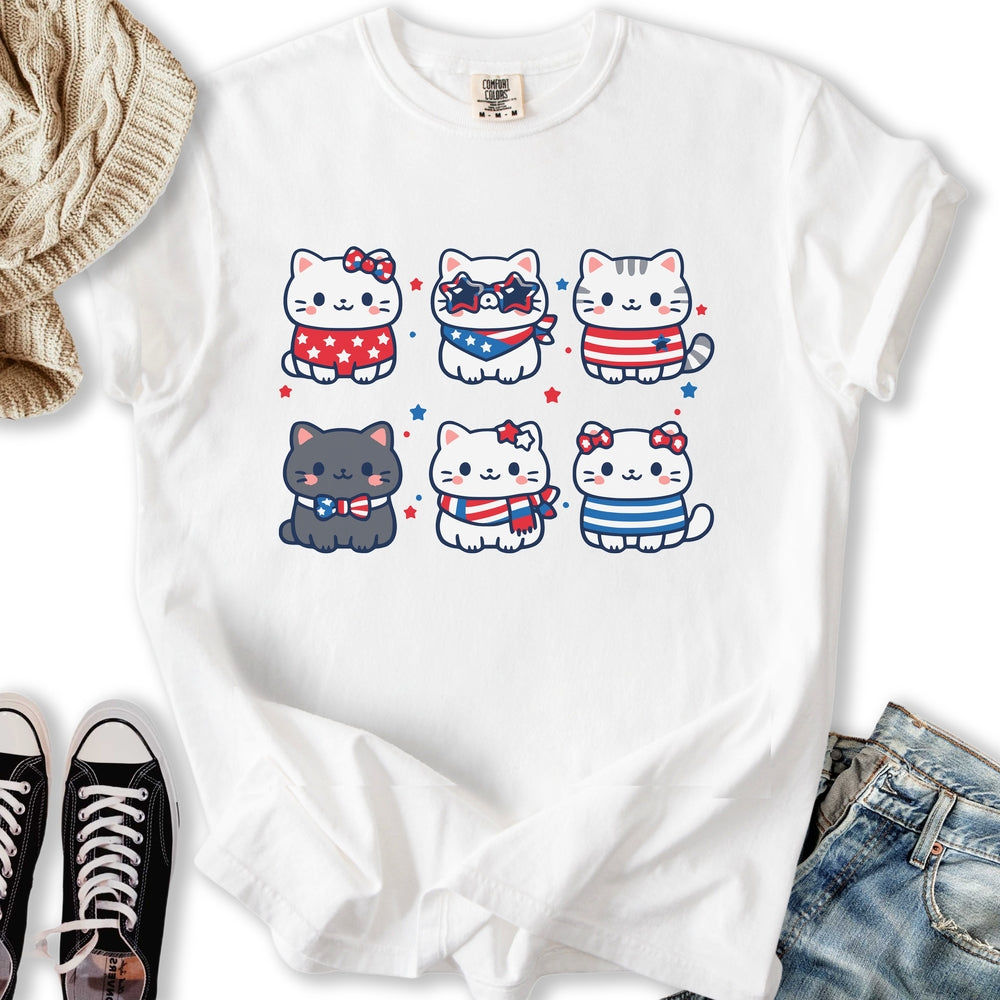 Cute Patriotic Cats Relaxed Tee