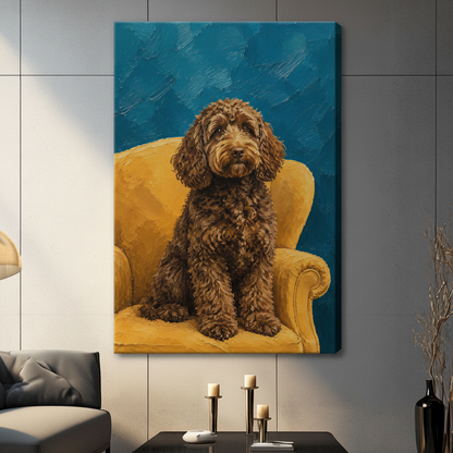 Labradoodle Oil Painting Portrait Canvas Wall Art